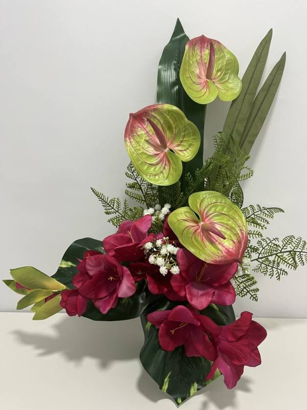 RAMO ANTHURIUMS VERDE-FUXIA